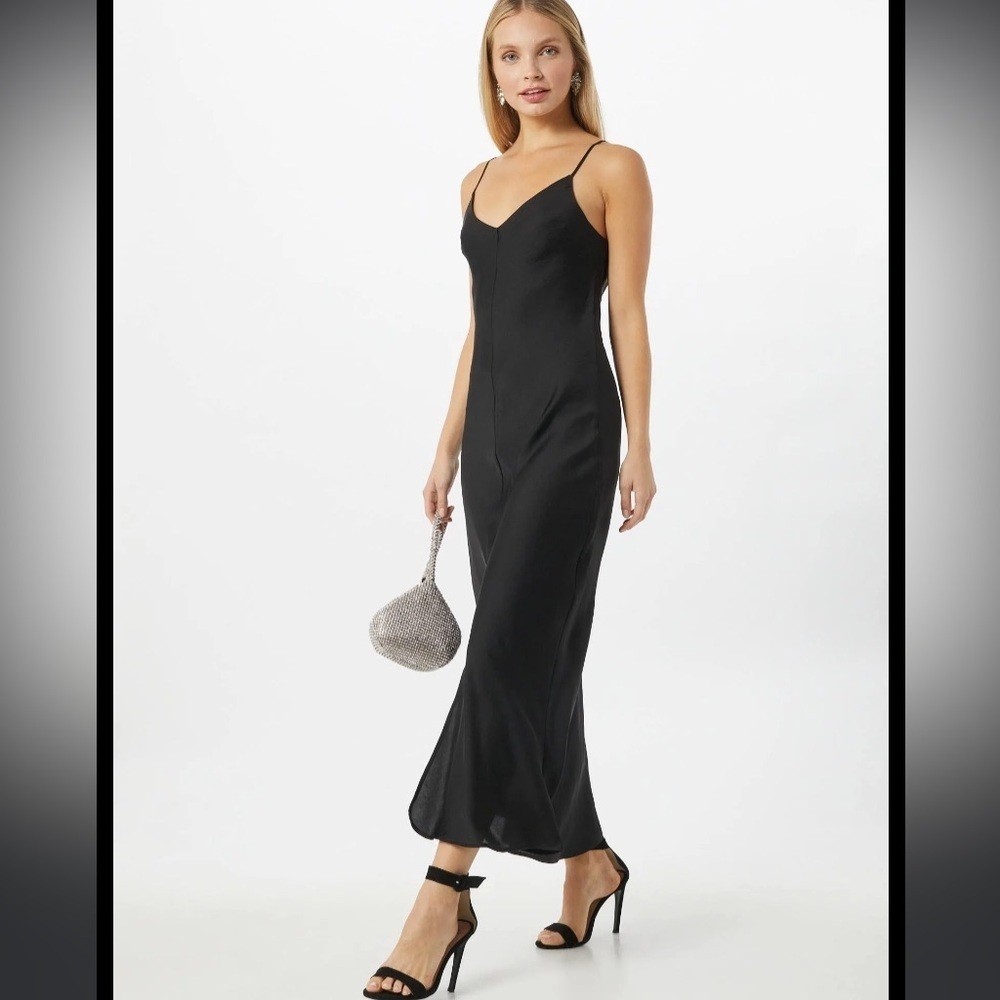 Free people smoke and mirrors slip dress satin evening party black Carolyn b 90s